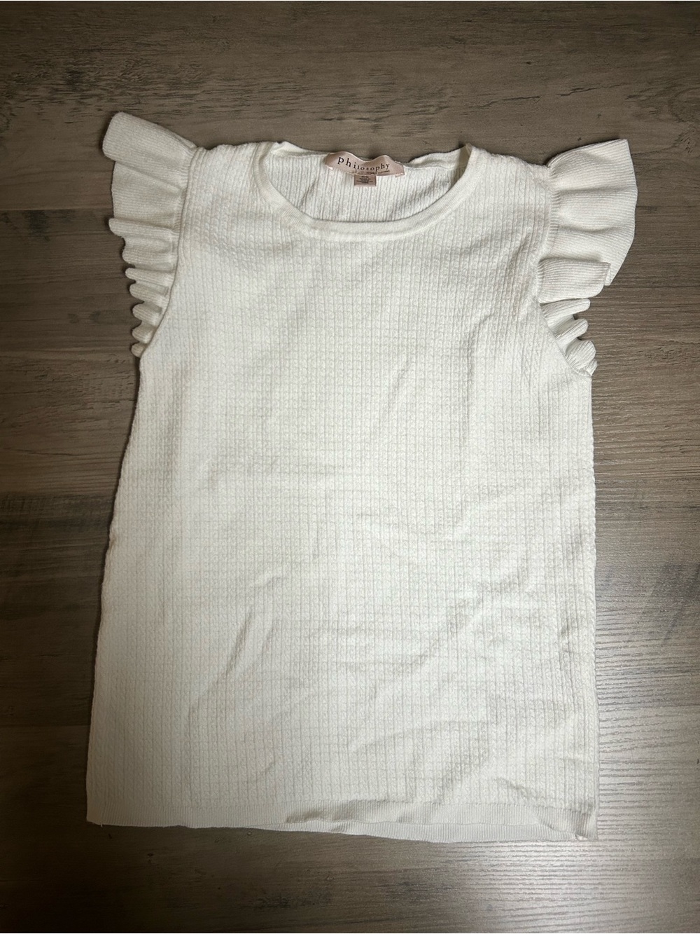 Philosophy Cream Ruffle Sleeve Knit Tank